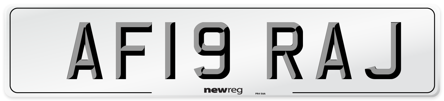AF19 RAJ Number Plate from New Reg